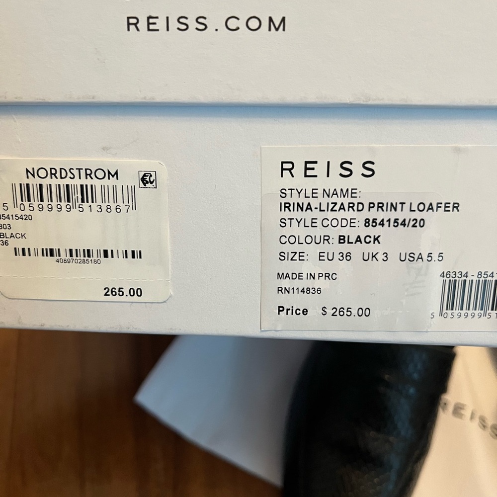 Reiss Black Irina- Lizard Print Loafers
